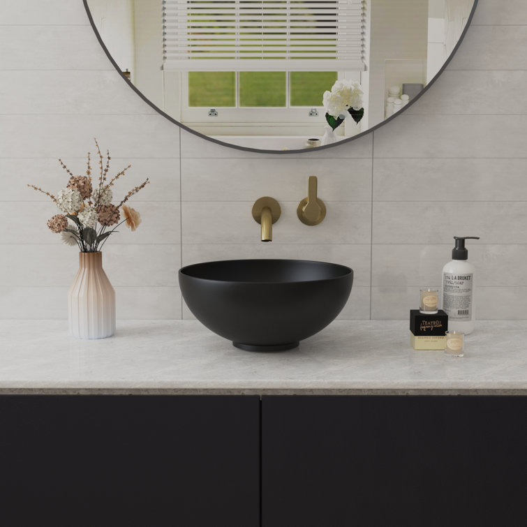 Matte Black Round Ceramic Above-Counter Vessel Sink