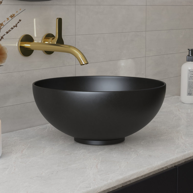 Matte Black Round Ceramic Above-Counter Vessel Sink
