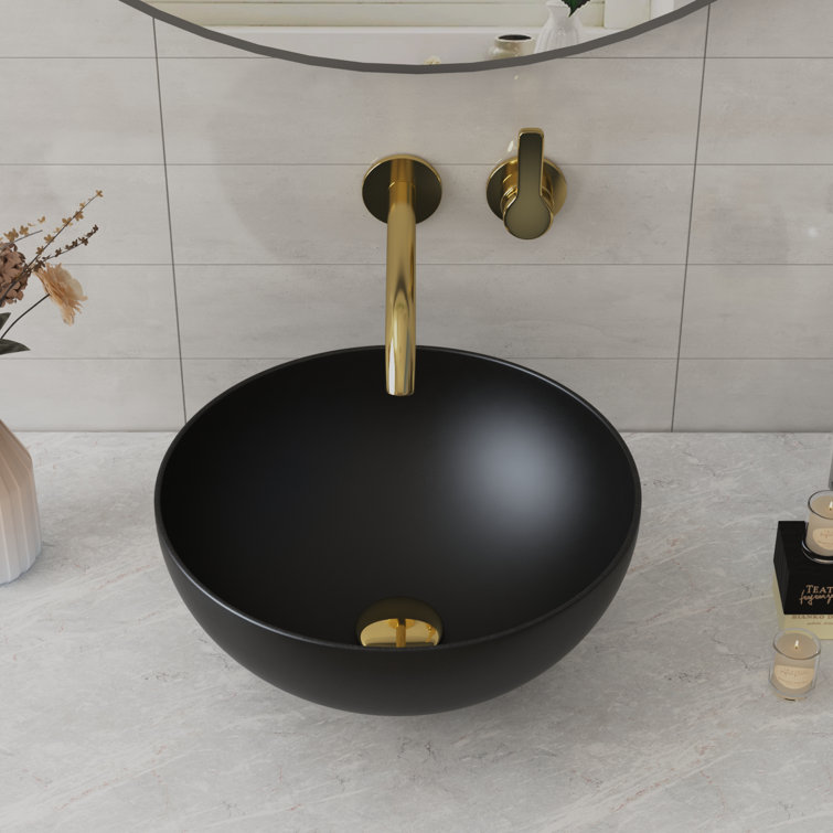 Matte Black Round Ceramic Above-Counter Vessel Sink