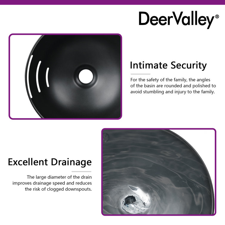 Matte Black Round Ceramic Above-Counter Vessel Sink
