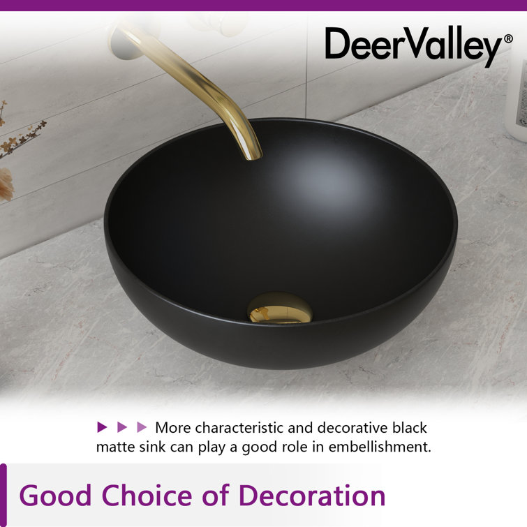 Matte Black Round Ceramic Above-Counter Vessel Sink