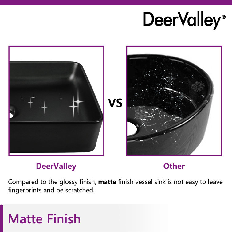 Matte Black Rectangular Ceramic Bathroom Vessel Sink