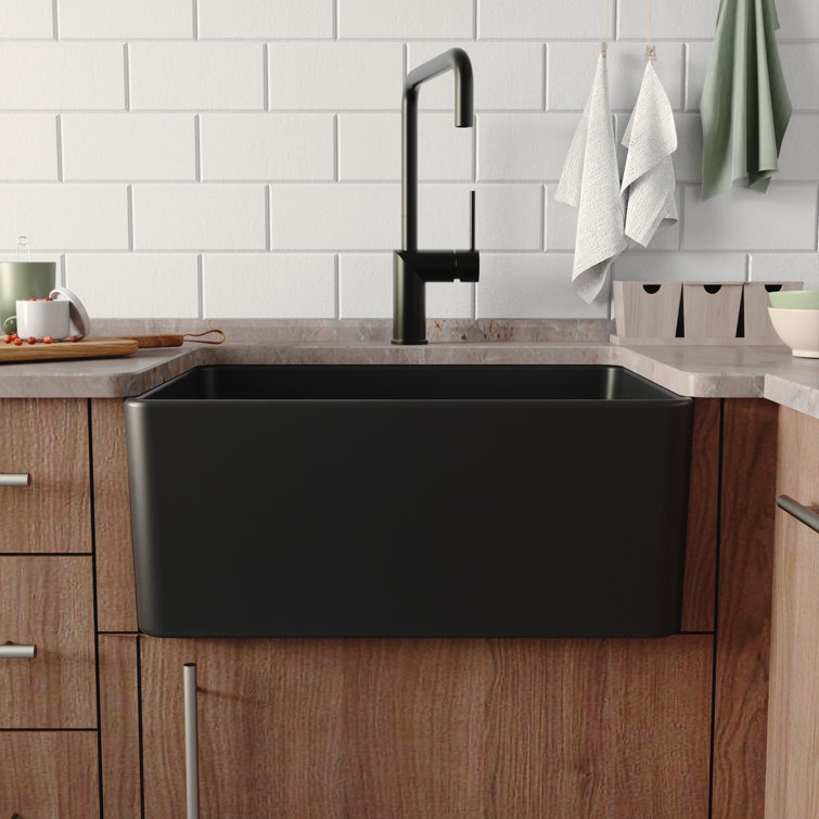 Matte Black Fireclay Single Bowl Farmhouse Kitchen Sink