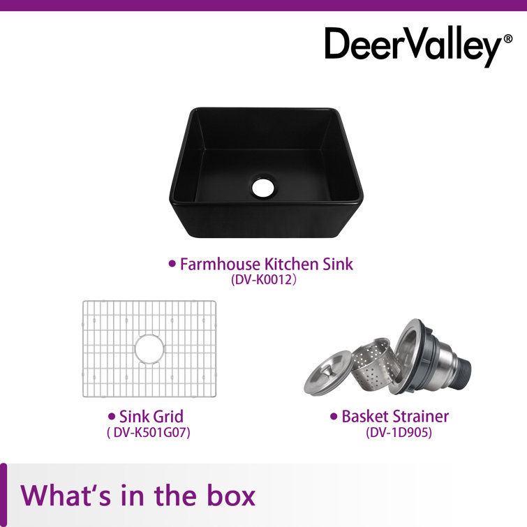 Matte Black Fireclay Single Bowl Farmhouse Kitchen Sink