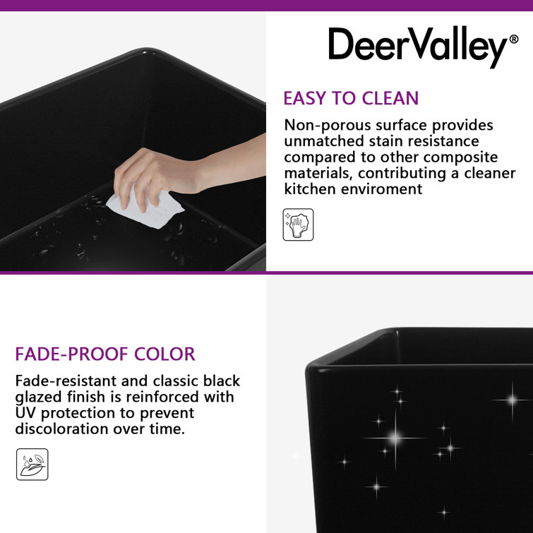 Matte Black Fireclay Single Bowl Farmhouse Kitchen Sink