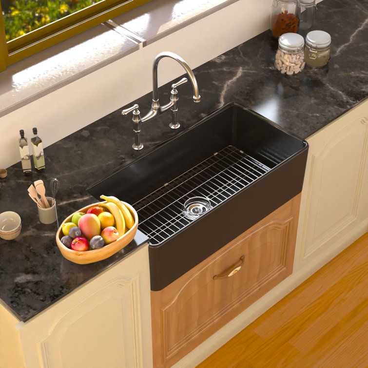 Black Fireclay 36" Single Bowl Farmhouse Kitchen Sink