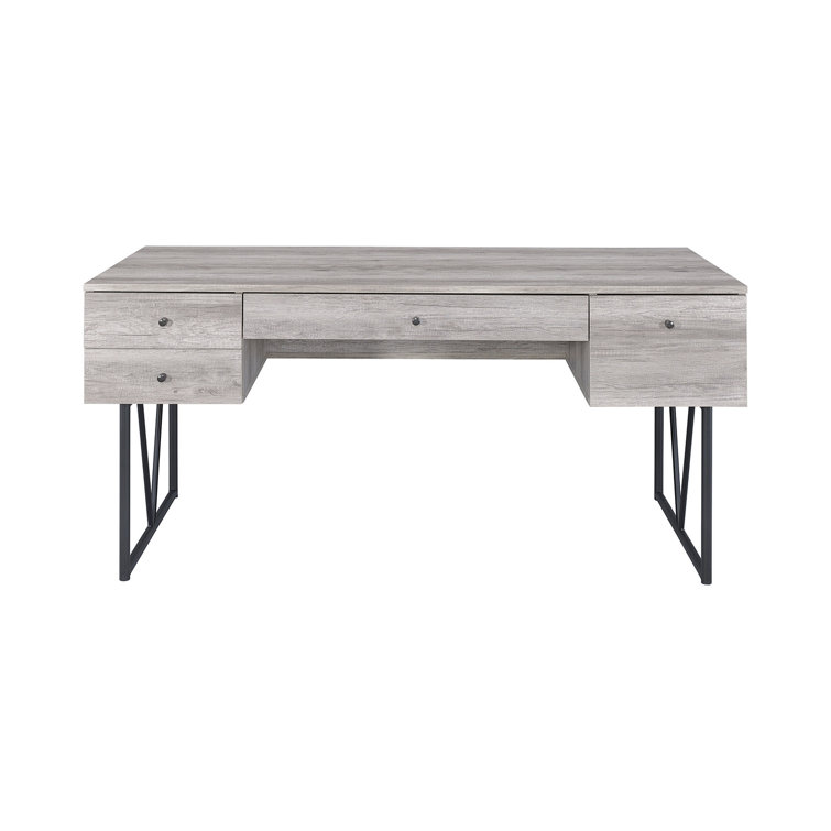 Analiese 63" Grey Driftwood Industrial Home Office Desk with 4 Drawers