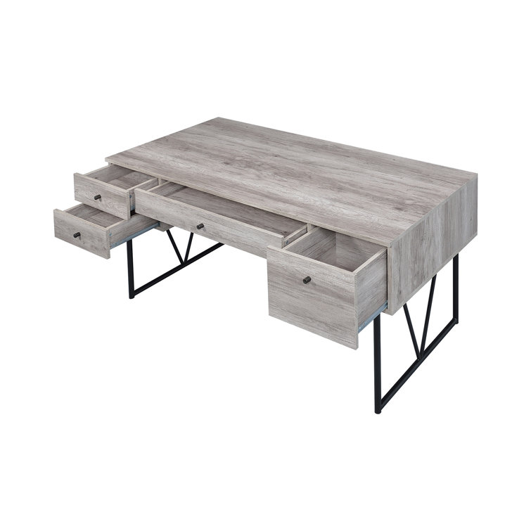 Analiese 63" Grey Driftwood Industrial Home Office Desk with 4 Drawers