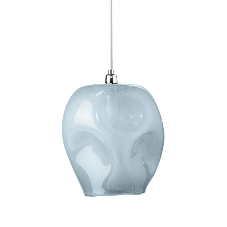 Cornflower Blue Dimpled Glass Mini Pendant Light