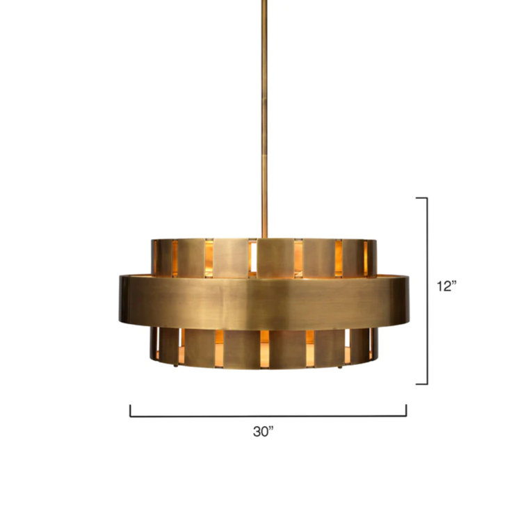Orbit Antique Brass 4-Light 30" Drum Chandelier with Acrylic Diffuser