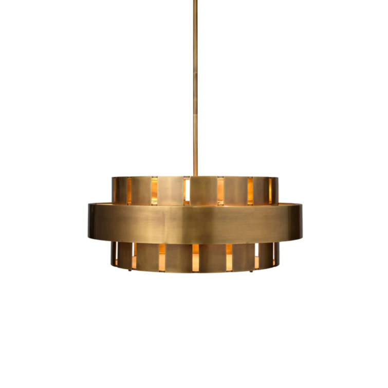 Orbit Antique Brass 4-Light 30" Drum Chandelier with Acrylic Diffuser