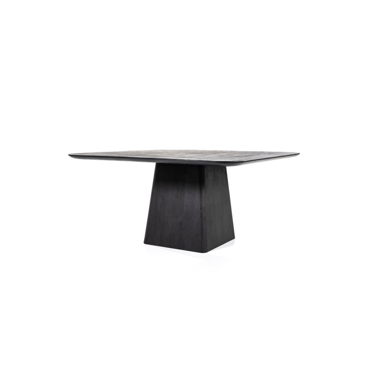 Eleonora Aron Black Mango Wood Square Pedestal Dining Table