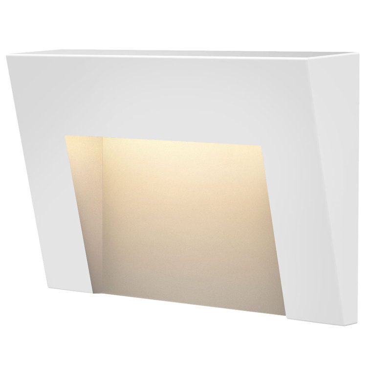Satin White LED Outdoor Deck Light with Etched Glass