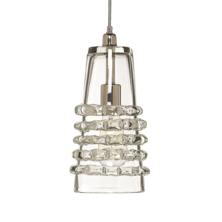 Mini Lindsay Clear Glass 1-Light Pendant with Silver Accents