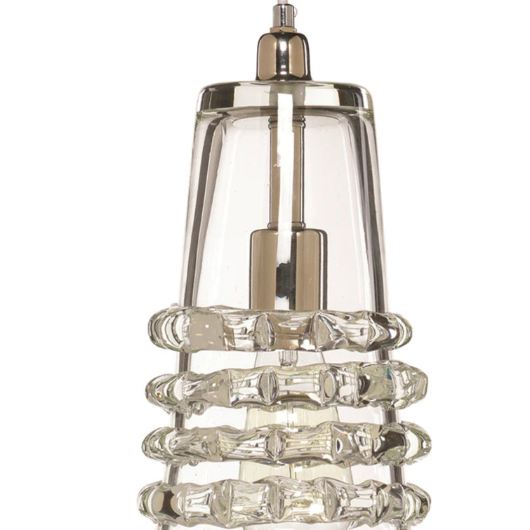Mini Lindsay Clear Glass 1-Light Pendant with Silver Accents
