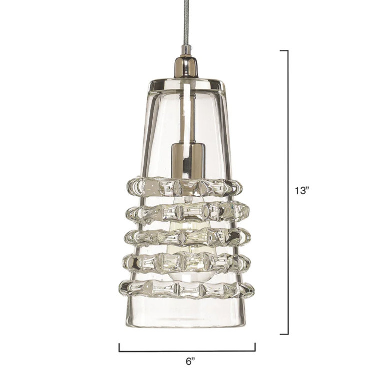 Mini Lindsay Clear Glass 1-Light Pendant with Silver Accents