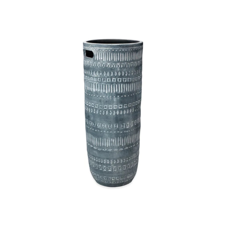 Handcrafted Blue Ceramic Tall Floor Vase