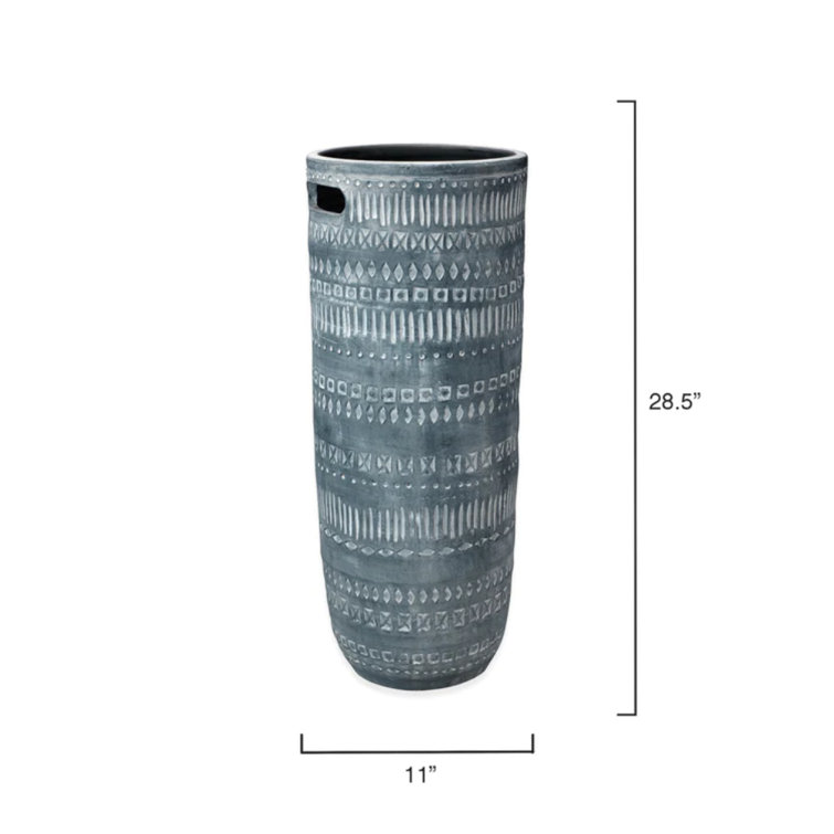 Handcrafted Blue Ceramic Tall Floor Vase
