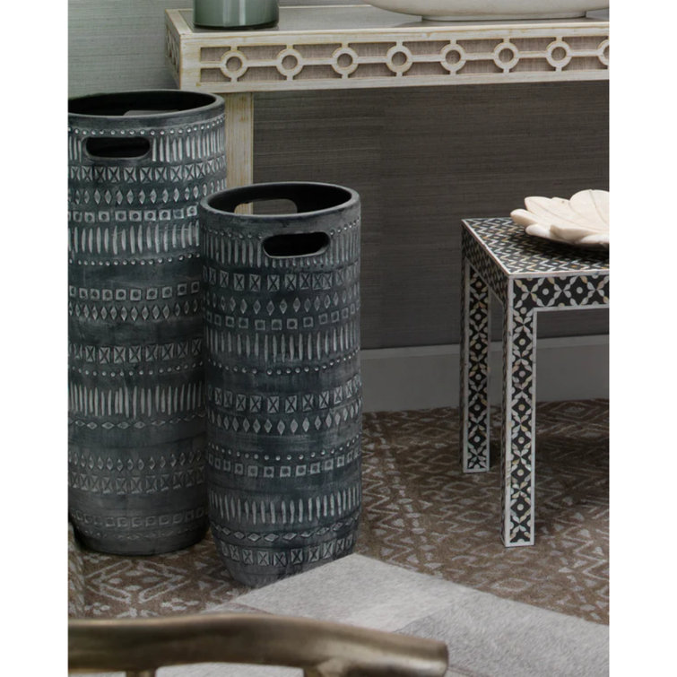 Handcrafted Blue Ceramic Tall Floor Vase