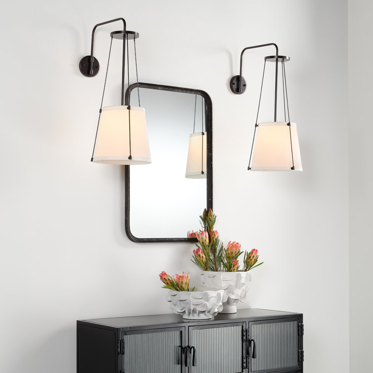 Elegance in Bronze Oil-Rubbed Sconce with Off-White Linen Shade