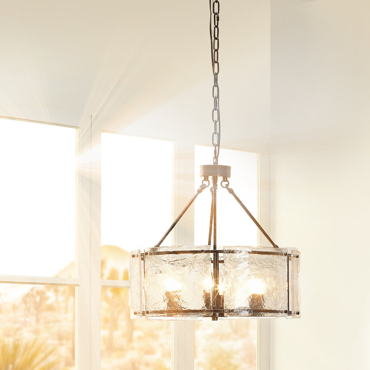 Oil Rubbed Bronze 6-Light Chandelier with Hand Blown Glass Shade