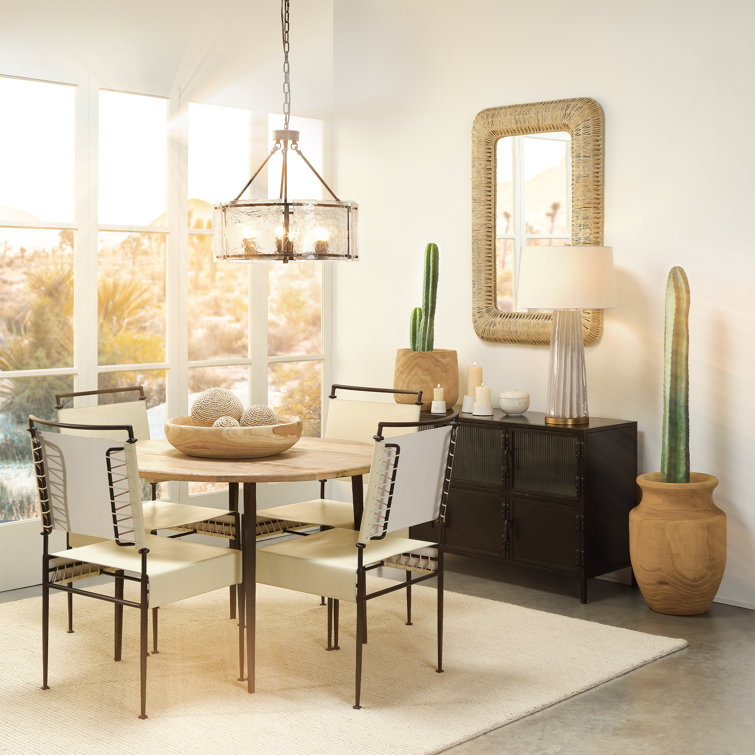 Oil Rubbed Bronze 6-Light Chandelier with Hand Blown Glass Shade
