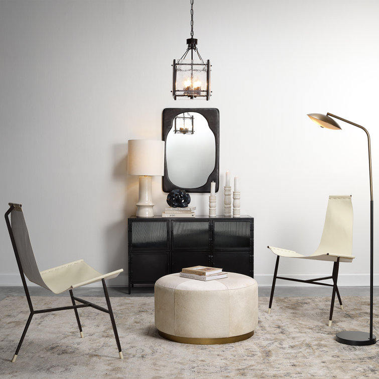 Bronze 4-Light Chandelier with Hand Blown Glass Shades