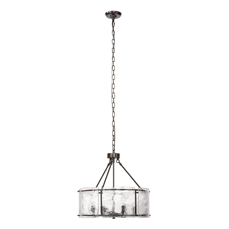 Oil Rubbed Bronze 6-Light Chandelier with Hand Blown Glass Shade