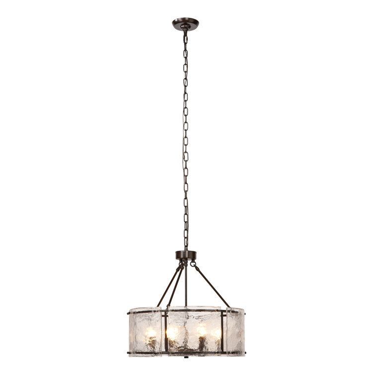 Oil Rubbed Bronze 6-Light Chandelier with Hand Blown Glass Shade