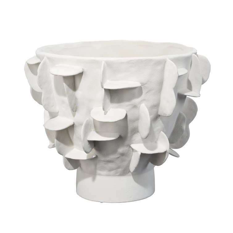 White Textured Ceramic Decorative Table Bowl