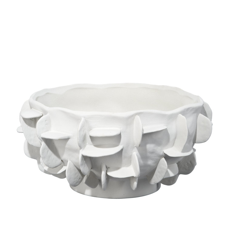 Handcrafted White Ceramic Sculptural Decorative Bowl