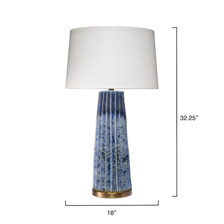 Cornflower Blue Ceramic Table Lamp with Linen Shade