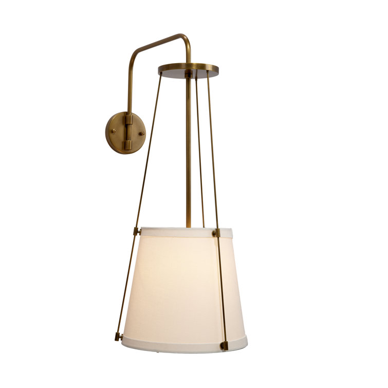 Antique Brass and Linen 1-Light Wall Sconce