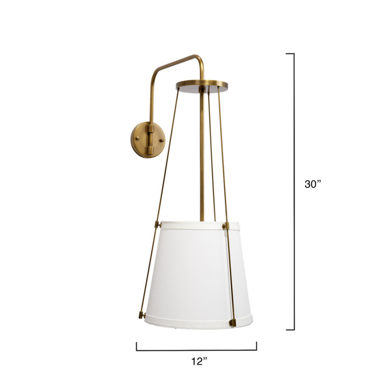 Antique Brass and Linen 1-Light Wall Sconce