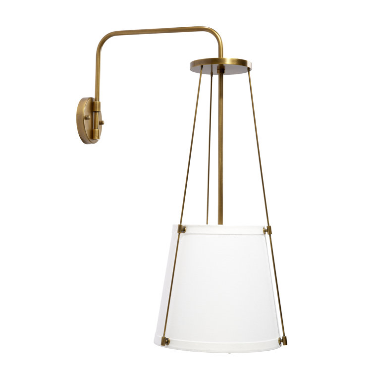 Antique Brass and Linen 1-Light Wall Sconce