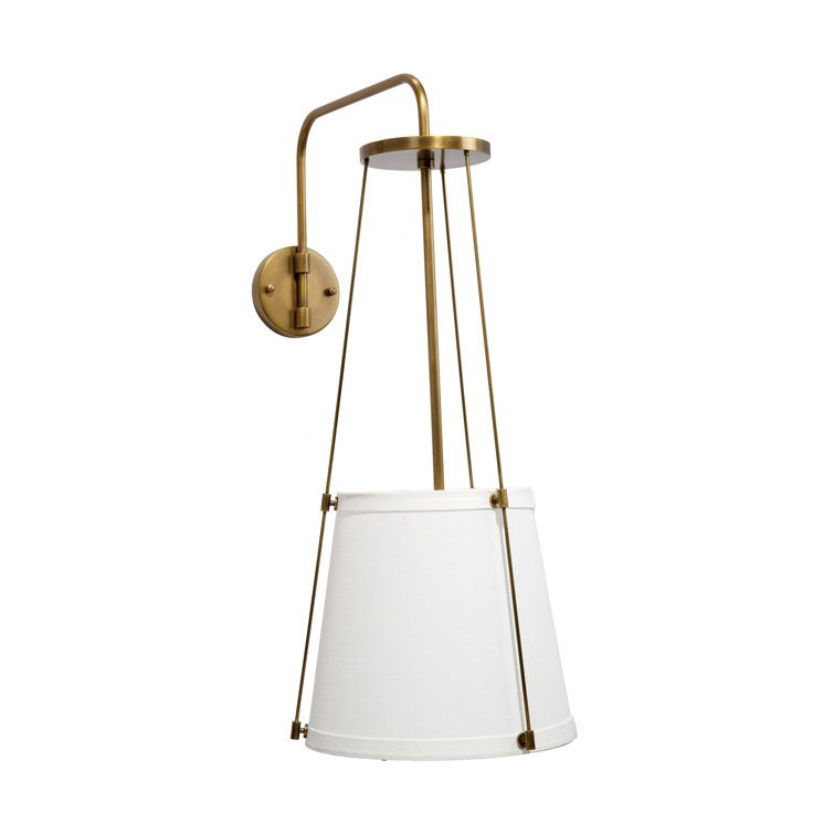 Antique Brass and Linen 1-Light Wall Sconce
