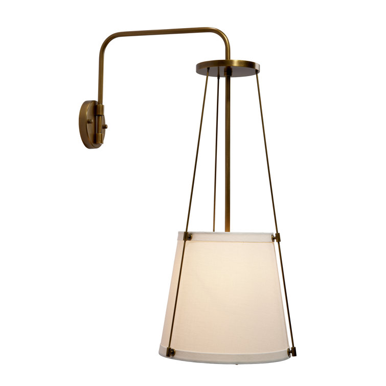Antique Brass and Linen 1-Light Wall Sconce