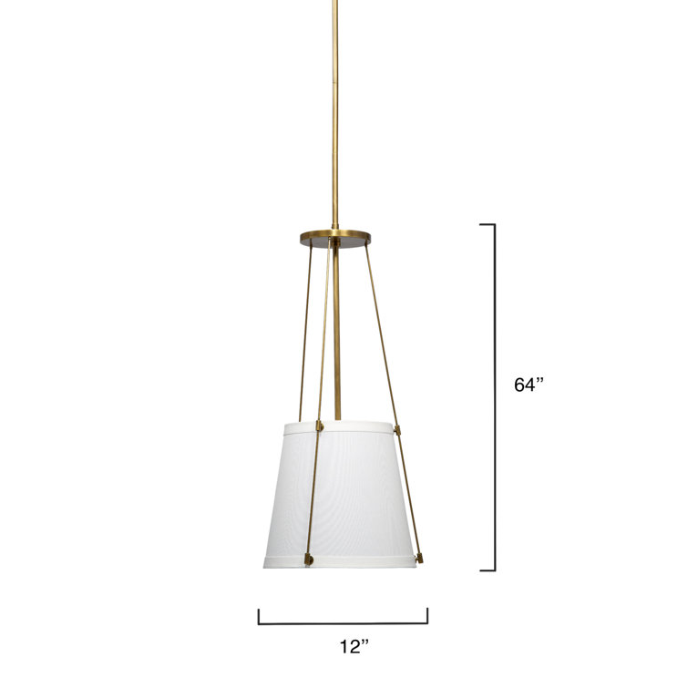 Antique Brass and Linen Drum Pendant Light