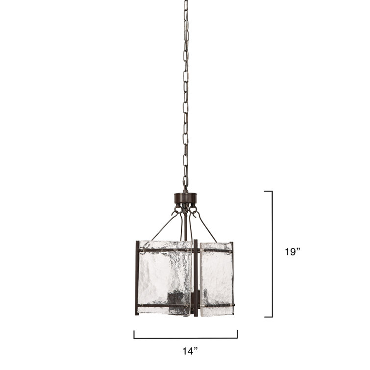 Bronze 4-Light Chandelier with Hand Blown Glass Shades