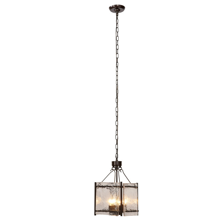 Bronze 4-Light Chandelier with Hand Blown Glass Shades