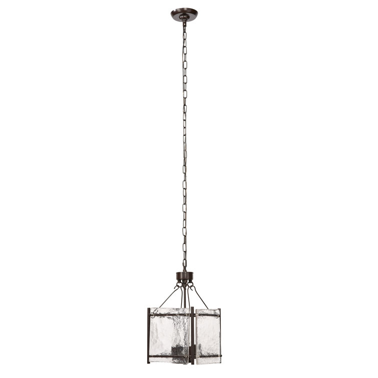 Bronze 4-Light Chandelier with Hand Blown Glass Shades