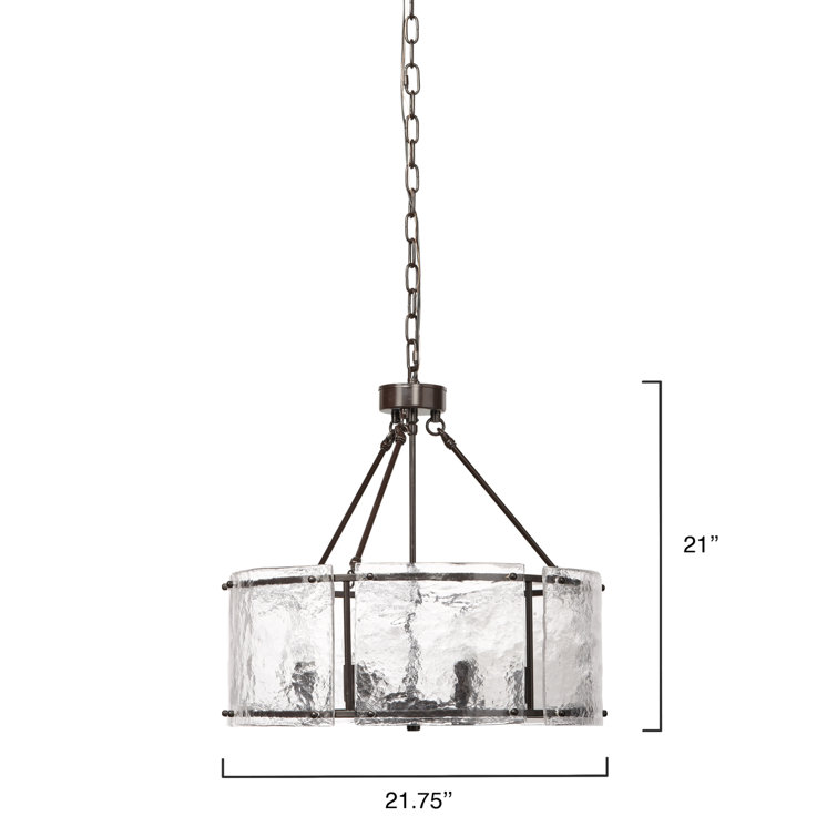 Oil Rubbed Bronze 6-Light Chandelier with Hand Blown Glass Shade