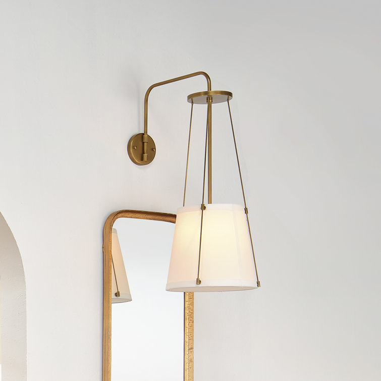 Antique Brass and Linen 1-Light Wall Sconce
