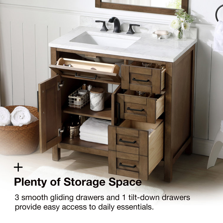 Almond Latte Freestanding Bathroom Vanity with Marble Top