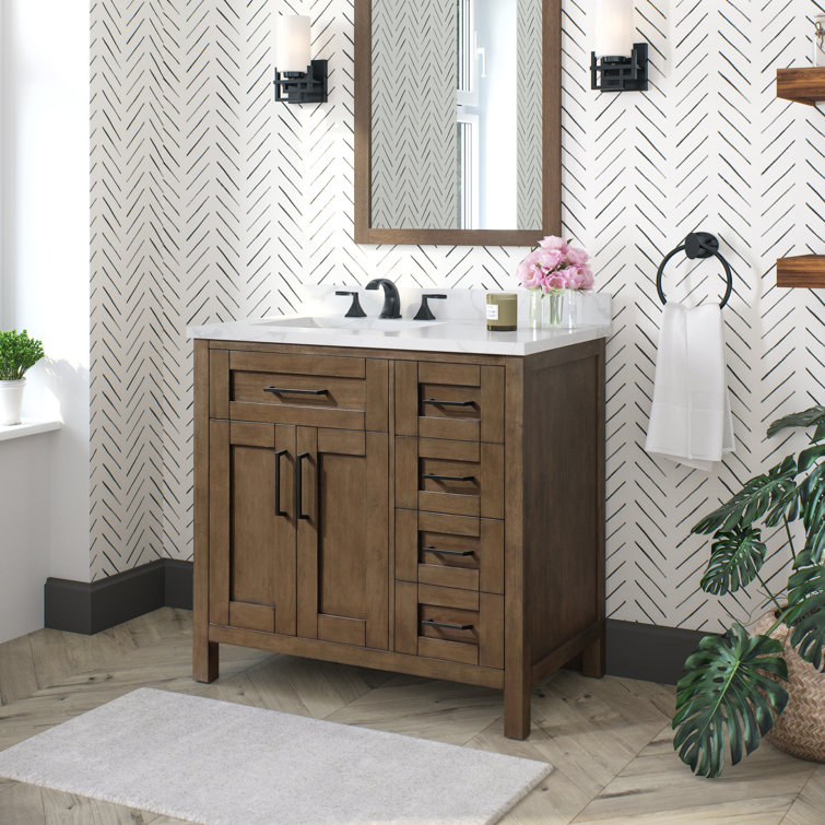 Almond Latte Freestanding Bathroom Vanity with Marble Top