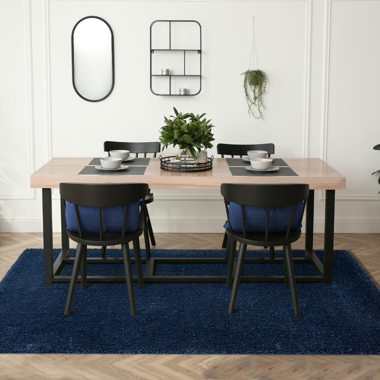 Navy Rectangular 6' x 9' Shag Synthetic Area Rug