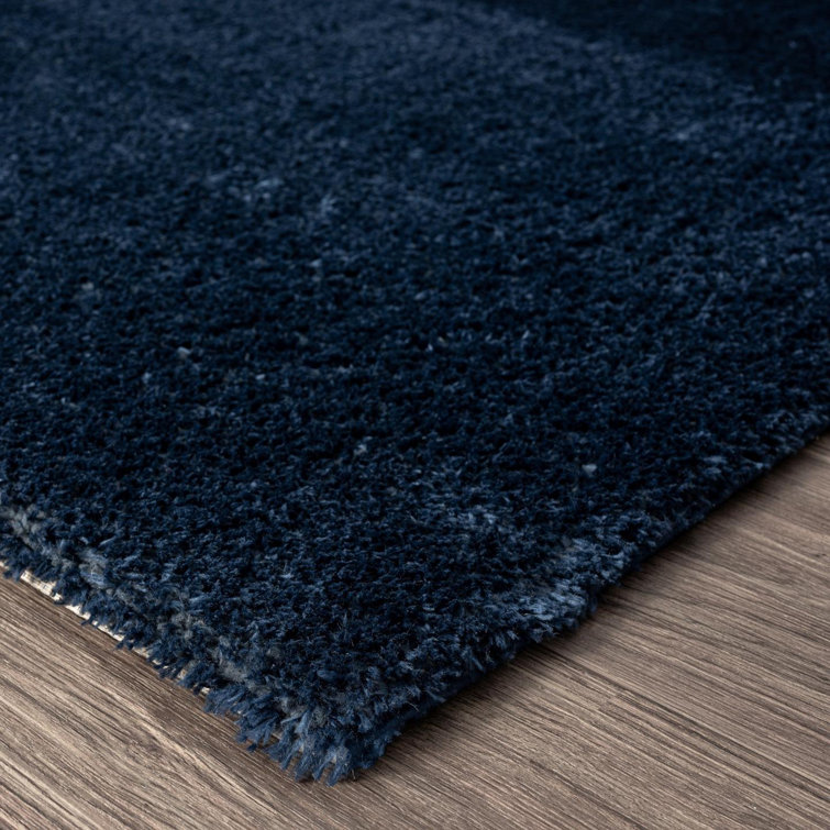 Navy Rectangular 6' x 9' Shag Synthetic Area Rug