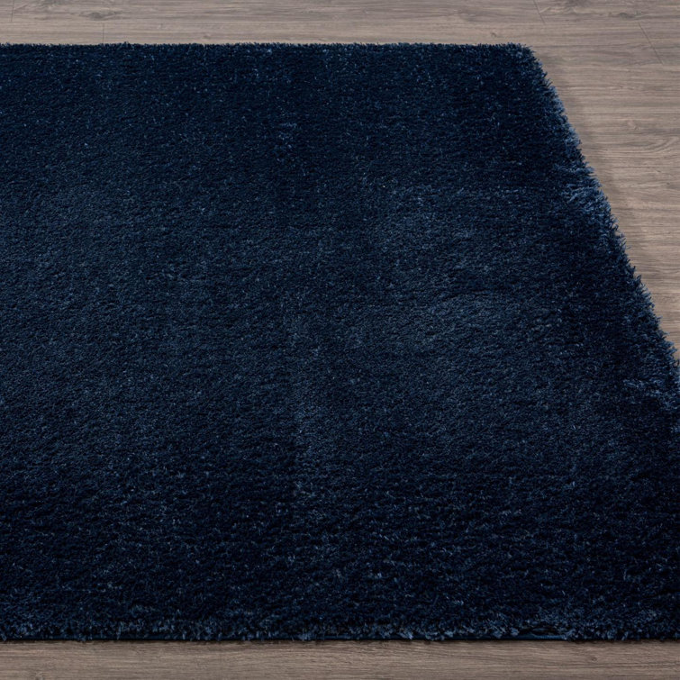 Navy Rectangular 6' x 9' Shag Synthetic Area Rug