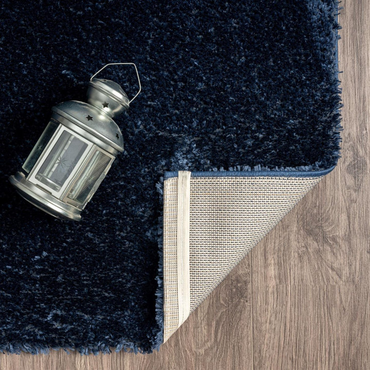 Navy Rectangular 6' x 9' Shag Synthetic Area Rug