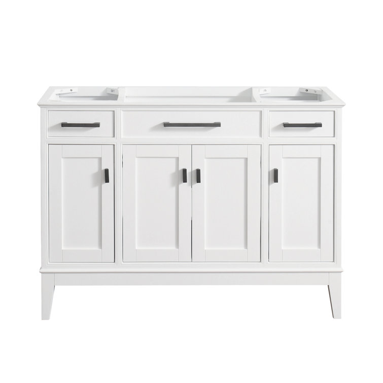Madison 48" White Solid Wood Freestanding Vanity Base